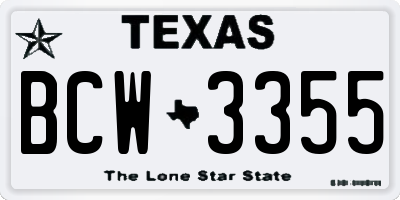 TX license plate BCW3355