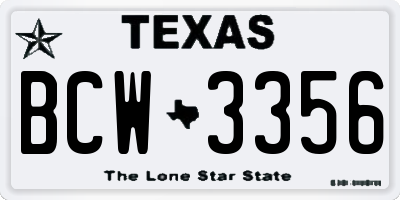 TX license plate BCW3356