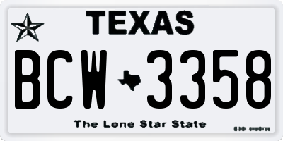 TX license plate BCW3358