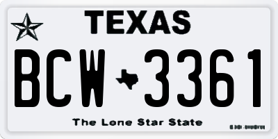 TX license plate BCW3361