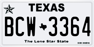 TX license plate BCW3364