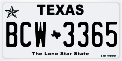 TX license plate BCW3365