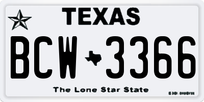 TX license plate BCW3366