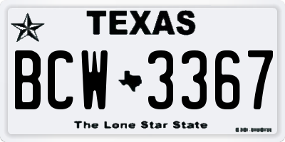 TX license plate BCW3367