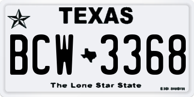 TX license plate BCW3368