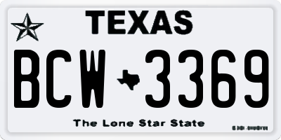 TX license plate BCW3369