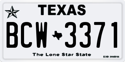 TX license plate BCW3371