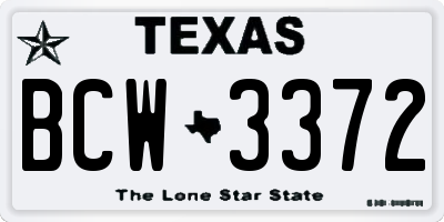 TX license plate BCW3372