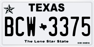 TX license plate BCW3375