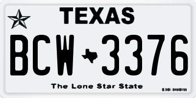 TX license plate BCW3376