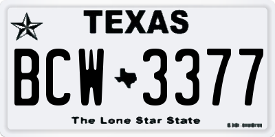 TX license plate BCW3377
