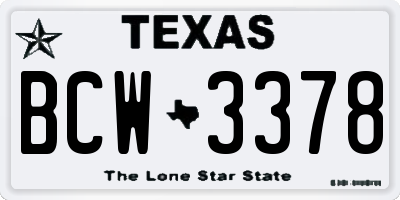 TX license plate BCW3378
