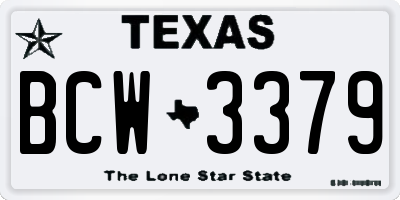 TX license plate BCW3379
