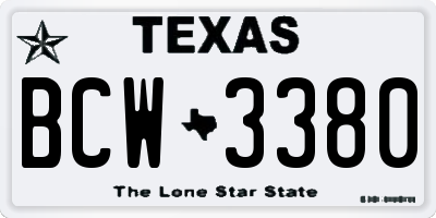 TX license plate BCW3380