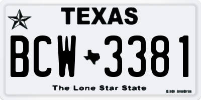 TX license plate BCW3381