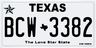 TX license plate BCW3382