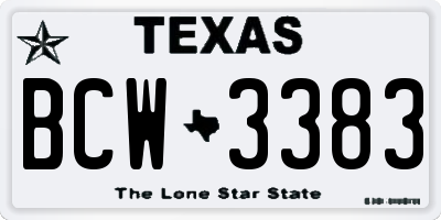 TX license plate BCW3383