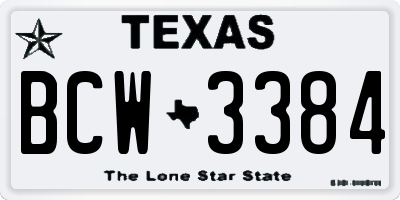 TX license plate BCW3384