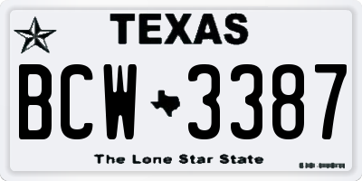 TX license plate BCW3387