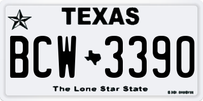 TX license plate BCW3390