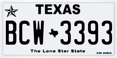 TX license plate BCW3393