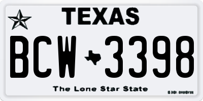TX license plate BCW3398
