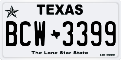 TX license plate BCW3399