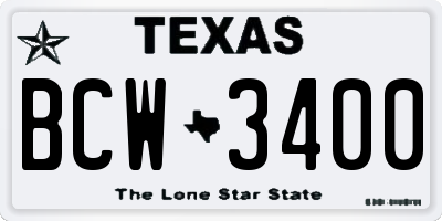 TX license plate BCW3400