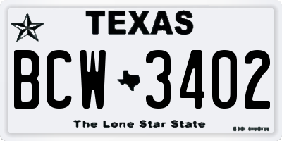 TX license plate BCW3402
