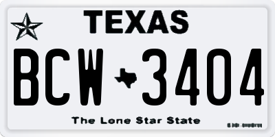 TX license plate BCW3404