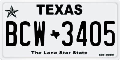 TX license plate BCW3405