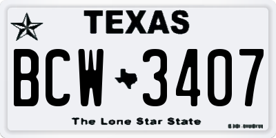 TX license plate BCW3407