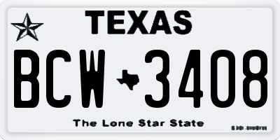 TX license plate BCW3408