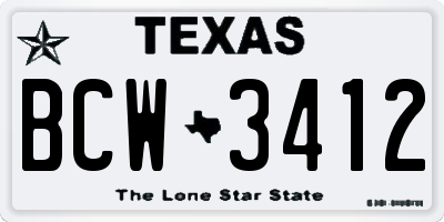 TX license plate BCW3412