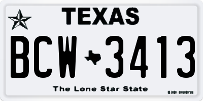 TX license plate BCW3413