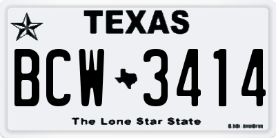 TX license plate BCW3414