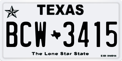 TX license plate BCW3415