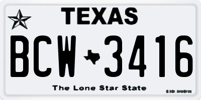 TX license plate BCW3416