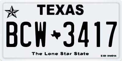 TX license plate BCW3417
