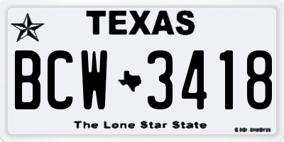 TX license plate BCW3418