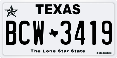 TX license plate BCW3419
