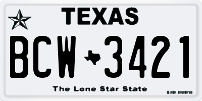 TX license plate BCW3421