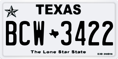 TX license plate BCW3422