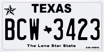 TX license plate BCW3423