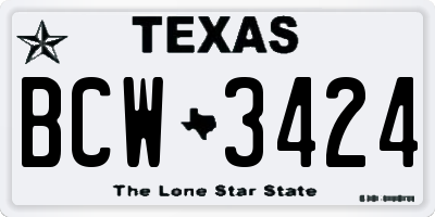 TX license plate BCW3424