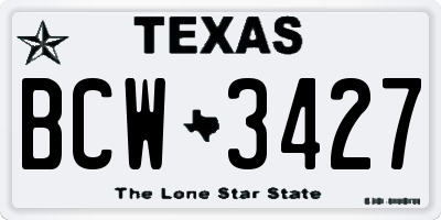 TX license plate BCW3427