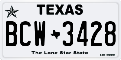 TX license plate BCW3428