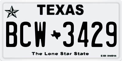TX license plate BCW3429