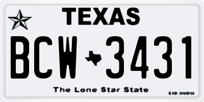 TX license plate BCW3431
