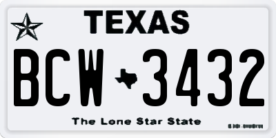 TX license plate BCW3432